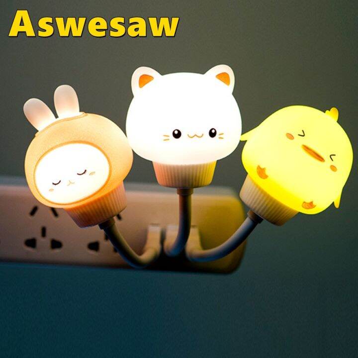 ✗℡❀ LED Chlidren USB Night Light Cute Cartoon Night Lamp animal ...