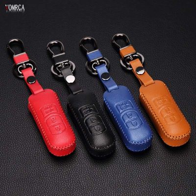 dfthrghd Fashion Mens Car Key Case for Mazda Leather 3 Alexa Mazda 6 Atenza 3 Button Remote Control Smart Key Cover Case protect shell