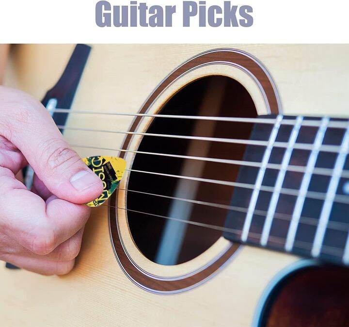 ปิ๊กกีตาร์6ชิ้น-cool-celluloid-guitar-picks-in-a-with-picks-holder-unique-guitar-gift