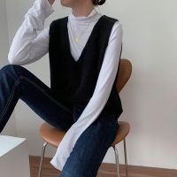 Knitted Vests Loose Waistcoat Vest Spring Plus Size Outer Wear Womens V-neck Sweater