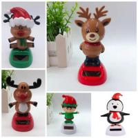 Christmas Solar Powered Swing Doll Car Interior Decoration Shaking Head Ornaments Toy Christmas Tree Santa Claus Elk Snowman