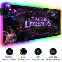 League Of Legend RGB แผ่นรองเมาส์เล่นเกม M Ousepad ขนาดใหญ่เย็น Mause แผ่นแป้นพิมพ์โต๊ะพรมเกมยางลื่น LED แผ่นรองเมาส์ Gamer