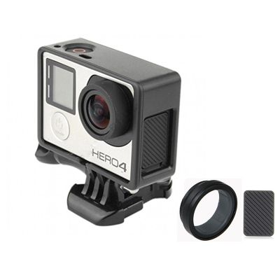 เมาท์เฟรม + ฝาปิดช่องด้านข้าง + อุปกรณ์ป้องกันรังสียูวีสำหรับ Gopro Hero 4 3 + 3เคสสำหรับ Go Pro 4 3 + กล้องแอคชั่นแคมเมรา