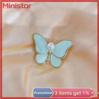 Ministar เข็มกลัดผีเสื้อสำหรับผู้หญิงเครื่องประดับอัญมณีสีทองไข่มุกแสนเสน่ห์เครื่องประดับของขวัญสำหรับปาร์ตี้งานแต่งงานเสื้อผ้าเป็นของขวัญ