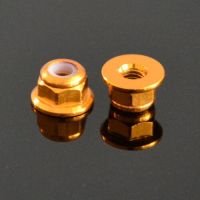 M2 M3 M4 M5 M6 6061 Aluminum alloy nut nylon self-locking flange nuts screw cap "Golden" color High Quality Nails  Screws Fasteners