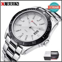 Curren นาฬิกาข้อมือผู้ชาย สายสแตนเลส รุ่น C8110 - Silver/Whiteพร้อมกล่องนาฬิกา CURREN (Clearance Sale ราคาลดสุดๆ)