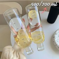 500/700ml Transparent With Time Scale Water Bottle Creative Large Capacity Leakproof Drop-Resistant Drink Cup For Climb Travel