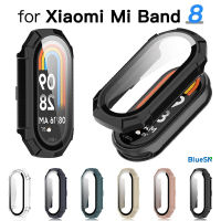 กระจกนิรภัย BLUESN + เคสกันกระแทกป้องกันป้องกันหน้าจอ8แถบที่ครอบสำหรับ Xiaomi PC Mi Band สำหรับ Band8 Mi อุปกรณ์ Miband8