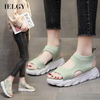 TOP☆IELGY womens korean style breathable hollow fish mouth casual platform sandals