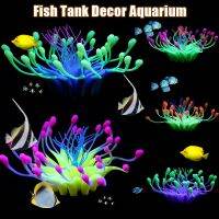 Aquarium Glow Decorations Artificial Glowing Effect Coral Seaweed Plants Ornaments for Fish Tank Decorations Glowing Silicone