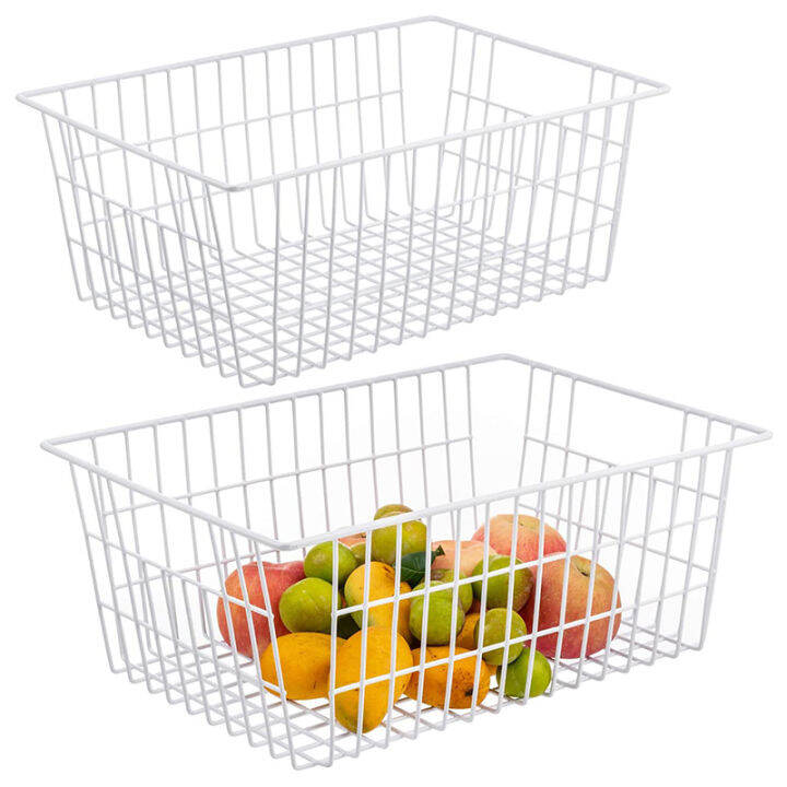 2-pack-wire-storage-baskets-farmhouse-metal-wire-basket-freezer-storage-organizer-bins-with-handles