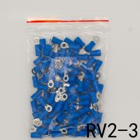 [HOT ZHKKZZLWWG 510] RV2 3สีฟ้า22 16 AWG 1.5 2.5mm2ฉนวนแหวนขั้วต่อสายเชื่อมต่อสายไฟ100ชิ้น/แพ็ค RV2.5 3 RV