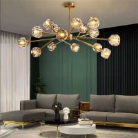 Nordic LED Crystal Chandelier Lighting American Vintage Bedroom Living Room Dining Room Lustre Art Hanging Lamp Indoor Decor