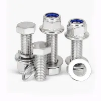 304 Stainless Steel Outer Hexagon Combination Lock Nut Set Locking Screw Nut Washer Combination M8 M10