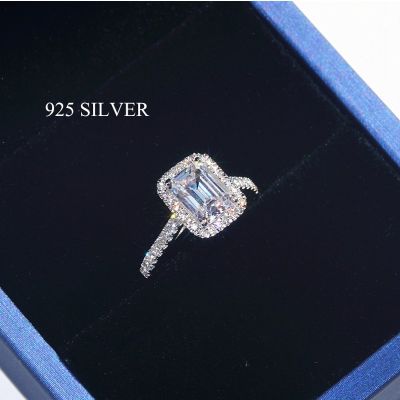 Handmade Emerald cut 2ct Lab Diamond Ring 925 sterling silver Engagement Wedding band Rings for Women Bridal Fine Party Jewelry