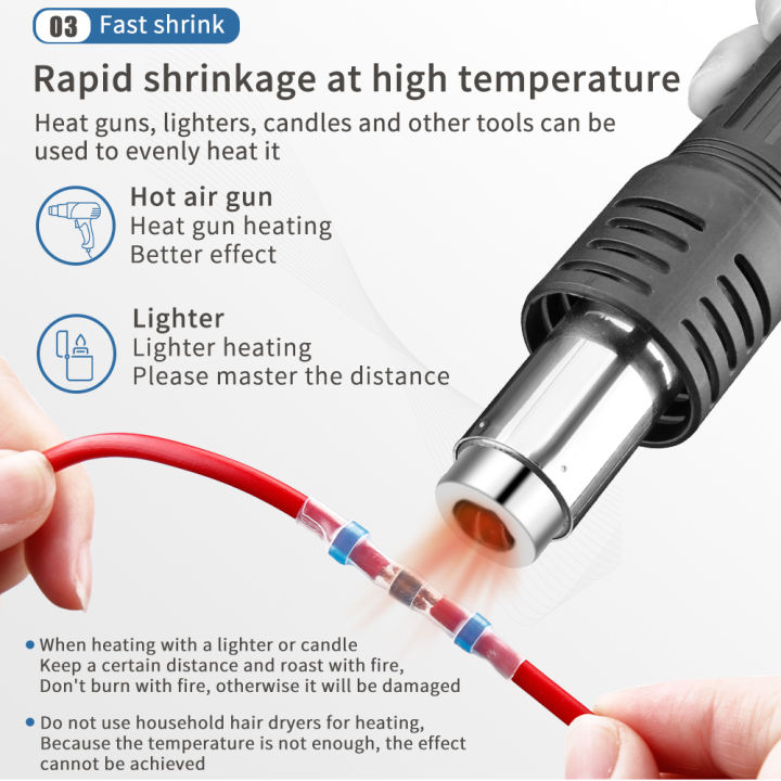 luxianiz-40pcs-solder-seal-wire-heat-shrink-butt-connectors-กันน้ำไฟฟ้าสายไฟขั้วต่อฉนวนบัดกรี-connector-iewo9238