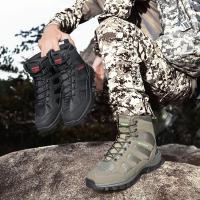 Army Men ยุทธวิธีเดินป่ากลางแจ้ง high TOP COMBAT SWAT BOOTS Field Training BOOTS, hiking BOOTS # A11