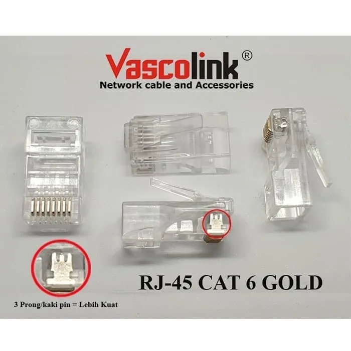 Vascolink Connector RJ45 Cat6 GOLD Isi 50 Konektor Cat 6 Lazada Indonesia