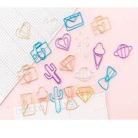 10 pcs Cute Colored Cactus planet Metal Binder Clip Long Tail Clips Office Hand Book Folder Paper Organizer Stationery Fish Clip