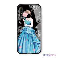 UCUC เคสโทรศัพท์เคสสำหรับ OPPO Realme 3 Pro กรณีแฟชั่นผู้หญิง Elegant งานแต่งงานชุดเดรสปาร์ตี้ฝาหลัง Glossy กระจกเทมเปอร์กรณีเคสใส่โทรศัพท์