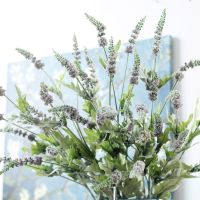 【cw】Vivid fuzzy Provence lavender decorative plastic Sage artificial flowers plants autumn home wedding decoration plant Wreaths