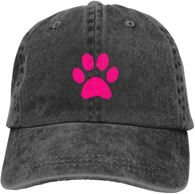 Pink Paw Funny Dog Baseball Cap Cowboy Hat Funny Dad Cap Golf Hat Cozy Breathable Adjustable Grandpa Hat for Men Women Black