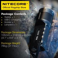 NITECORE TM20K ไฟฉาย LED ชาร์จเร็วเร็ว QC ชาร์จได้ USB พลังสูงไฟฉายกลแบตเตอรี่21700ตัวสำหรับกลางแจ้งโดยเฉพาะ