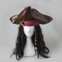 【LZ】✑┋●  Capitão Chapéu Halloween Pirates Cosplay Decoração De Cabelo Perucas Extravagantes Headwear Jack Traje Acessórios