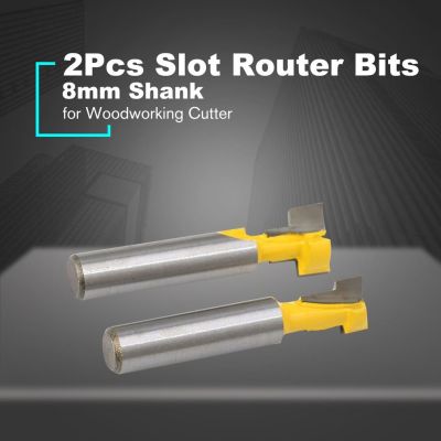 2ชิ้น8มม. 3/8 "1/2" ก้าน T-Slot Router Bits ไม้งานไม้เครื่องตัดมิลลิ่งเราเตอร์บิตกับความเหนียวสูงขาย Mayitr