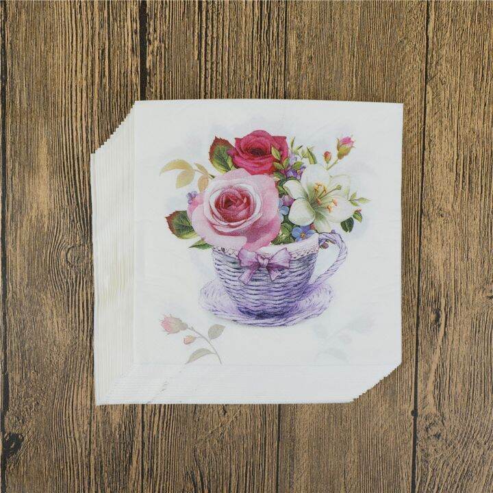 20pcs-pack-festive-party-supplies-decoupage-decoration-tissue-napkins-bloosm-rose-floral-flower-theme-paper-napkins