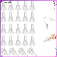 CHANG 100pcs ซิลิโคนทำจากซิลิโคน ต่างหูหลังต่างหู ฝาครอบเต็มรูปแบบ 10x6mm จุกปิดต่างหูด้านหลัง อุปกรณ์เครื่องประดับอัญมณี นุ่มนุ่มๆ แผ่นรองนิรภัย สำหรับต่างหูตะขอกระดุม