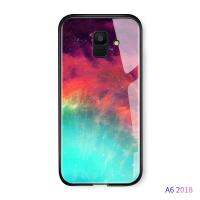 【Big-promotion】 Hontinga สำหรับ Galaxy A6 2018 Aurora Galaxy Space Sky Starry Gradient ปลอกเคสกันกระแทกกระจกเทมเปอร์ฝาหลัง