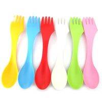 6pcs 3 In 1 Outdoor Camping Tableware Heat Resistant Spoon Fork Knife Camping Hiking Utensils Spork Combo Travel Tableware Flatware Sets