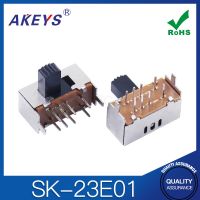 New Product SK-23E01 2P3T Double Pole Three Throw Handle Heights 9.0Mm Slide Switch Side Insert 8 Pin With 2 Fixed Pin