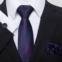 ㍿◘☒ Tie For Men 2023 New Design Silk Wedding Present Necktie Handkerchief Set Floral Suit Accessories Purple Fit Formal Party