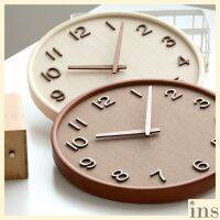 Ins Muji Nordic Minimalist Simple Japanese Retro Vintage Style Wooden Wood Wall Clock Silent Jam Dinding Kayu Rumah