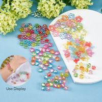 Beadthoven 50pcs Transparent Acrylic Bead Frames AB Color Plated Flower Mixed Color 18x18.5x4mm Hole: 1.6mm