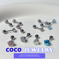 COCOJEWELRY โลหะไทเทเนียมเซอร์คอนสีแพ้ง่ายเพทายรูปดาวต่างหูตุ้มหูผู้หญิง