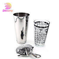 DEOUNY 3Pcs Boston Shaker Silver Glass Measuring tail Shaker Bartender Kit With Strainer Home 700400ML Bar Accessories Set