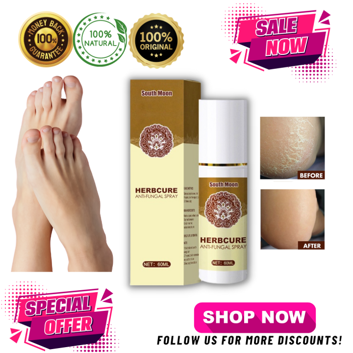 100 Authentic ORIGINAL SOUTHMOON Herbcure AntiFungal Spray Foot 60ml