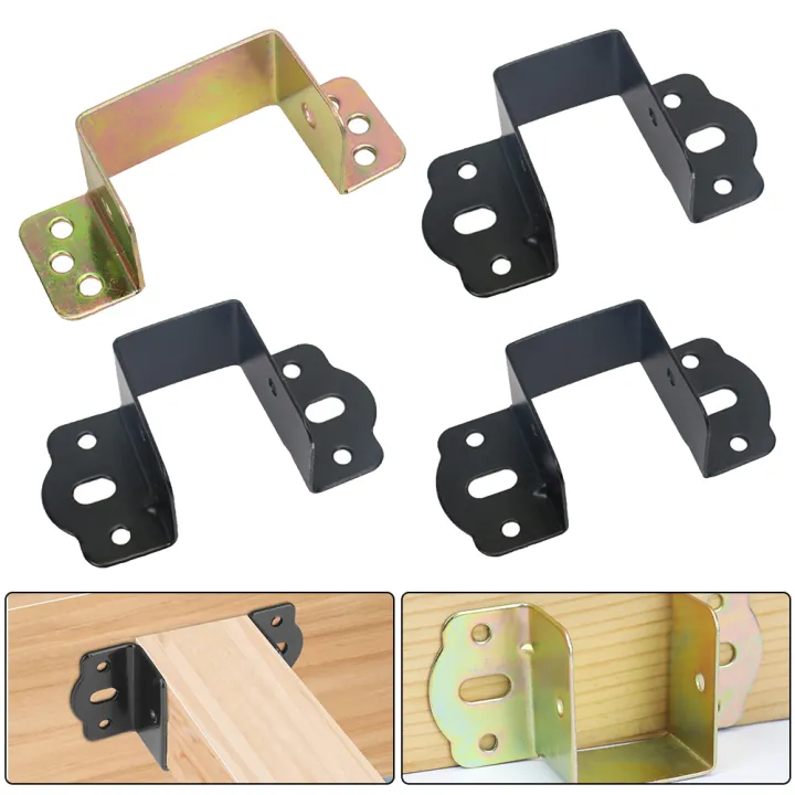 2Pcs Bed Hinge U Shaped Hinges Latch Corner Code Stainless