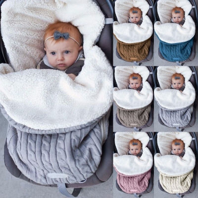 ผ้าห่มเด็ก Swaddle Baby Plus Pile ถุงนอน Soft Warm รถเข็นเด็กถุงนอนห่อผ้าห่มเหมาะสำหรับทารก0-12เดือน