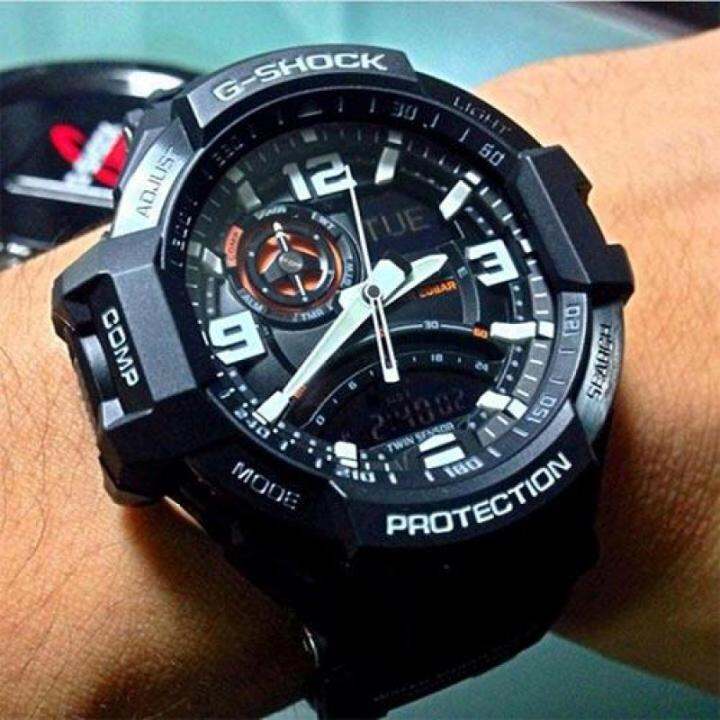 g-shock-ga1000-ของแท้ผู้ชายกีฬานาฬิกาเซ็นเซอร์คู่เคลื่อนไหวกลางแจ้งกันกระแทกกันน้ำโคลนอัตโนมัติยกไฟรับประกันสี่ปี-ga-1000-1a