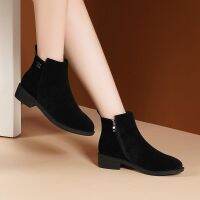 Mi Zun Dadong nubuck leather short boots women s 2022 autumn and winter new wear warm women s boots single boots mid-hee