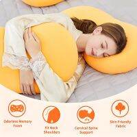 ✟◐ Cat Belly Pillow Memory Cotton Sofa Cushion Massage Neck Therapy Sleep Relax Soft Solid Color Bed Travel Children Office Break