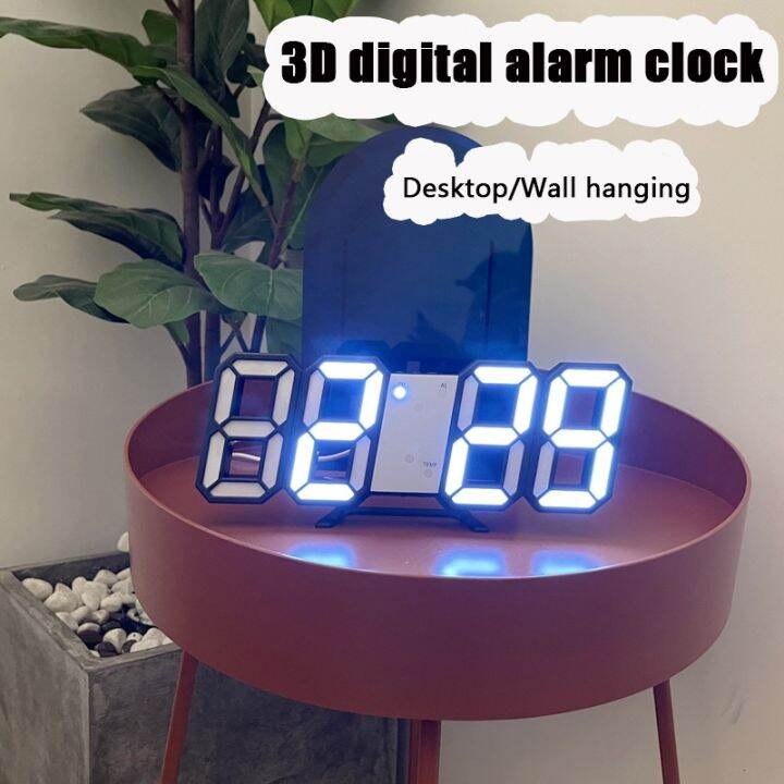 YF】▩ 3d Alarm Clocks Home Decor Led Desk with Temperature Date ...