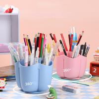 Wheel 360° Rotating Pen Holder Large Capacity Solid Color Pencil Storage Box Desktop Organizer School Office Stationery