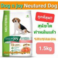 Dog n joy Neutered Dogs 1.5kg Salmon Flavor ด็อก เอ็นจอย อาหารสุนัขโตทำหมัน รสแซลมอน ถุงขนาด 1.5 กิโลกรัม