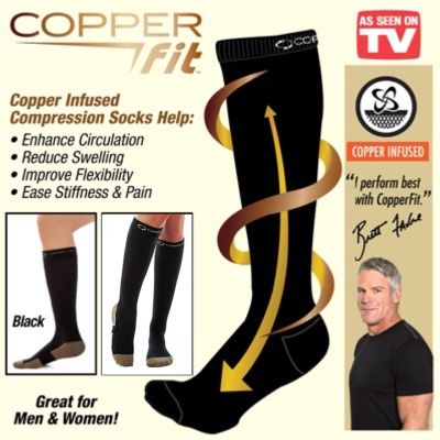 ถุงเท้าเพื่อสุขภาพ Copper fit Sock ถุงเท้ารัดน่อง บำบัดเท้าเมื่อยล้า ระงับกลิ่น ลดเส้นเลือดขอด COPPER FIT COMPRESSION SOCKS (ORIGINAL)