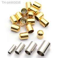 ☇ 20pcs Gold Color Stainless Steel Fastener Crimp Clasps Cord End Caps Leather Cord for Jewelry Making DIY Findings Supplies